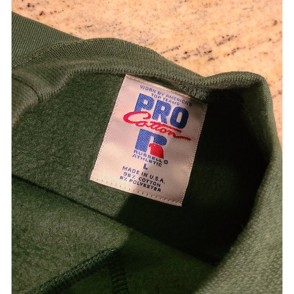 Russell Athletic Pro Size L Reverse Weave Sweatshirt Green Wesmac New * stains* - Picture 9 of 12